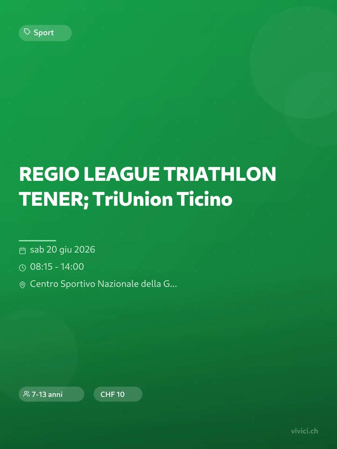 REGIO LEAGUE TRIATHLON TENER; TriUnion Ticino