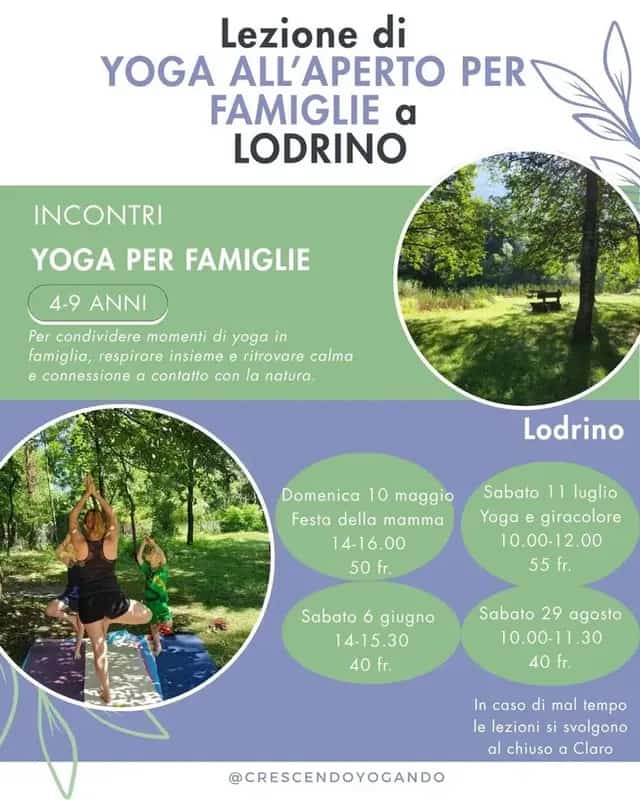 Lezione di Yoga all'Aperto per Famiglie a Lodrino