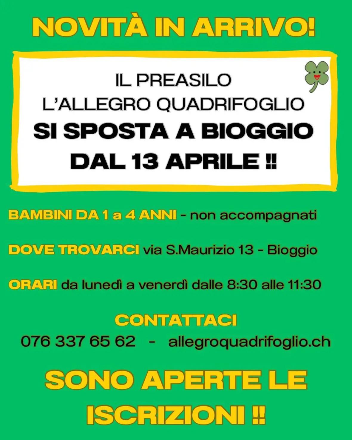 Il Preasilo L'Allegro Quadrifoglio si sposta a Bioggio